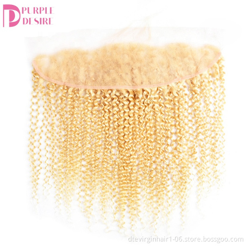 Blonde 613 straight  human hair ear to ear13*4 baby hair lace frontal